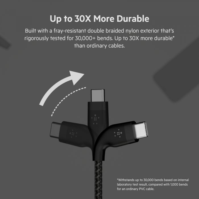 Кабель Belkin USB-С - USB-C плетений, силіконовий, з ремінцем на магніті, 1м, чорний