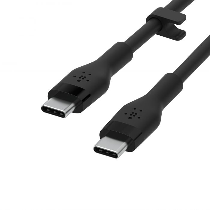 Кабель Belkin USB-С - USB-C силіконовий, з кліпсою, 1м, чорний