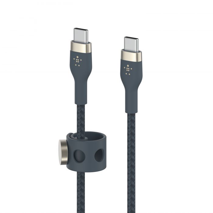 Кабель Belkin USB-С - USB-C плетений, силіконовий, з ремінцем на магніті, 1м, синій