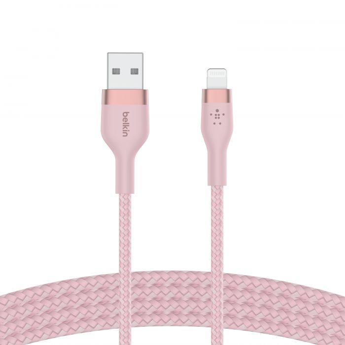 Кабель Belkin USB-A - Lightning плетений, силіконовий, з ремінцем на магніті, 1м, рожевий