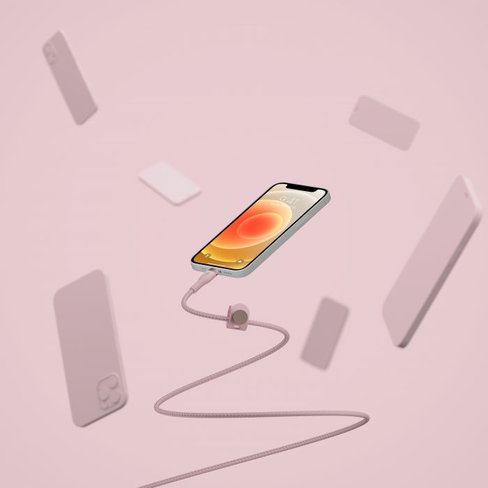 Кабель Belkin USB-A - Lightning плетений, силіконовий, з ремінцем на магніті, 1м, рожевий