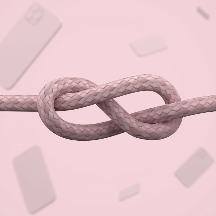 Кабель Belkin USB-A - Lightning плетений, силіконовий, з ремінцем на магніті, 1м, рожевий
