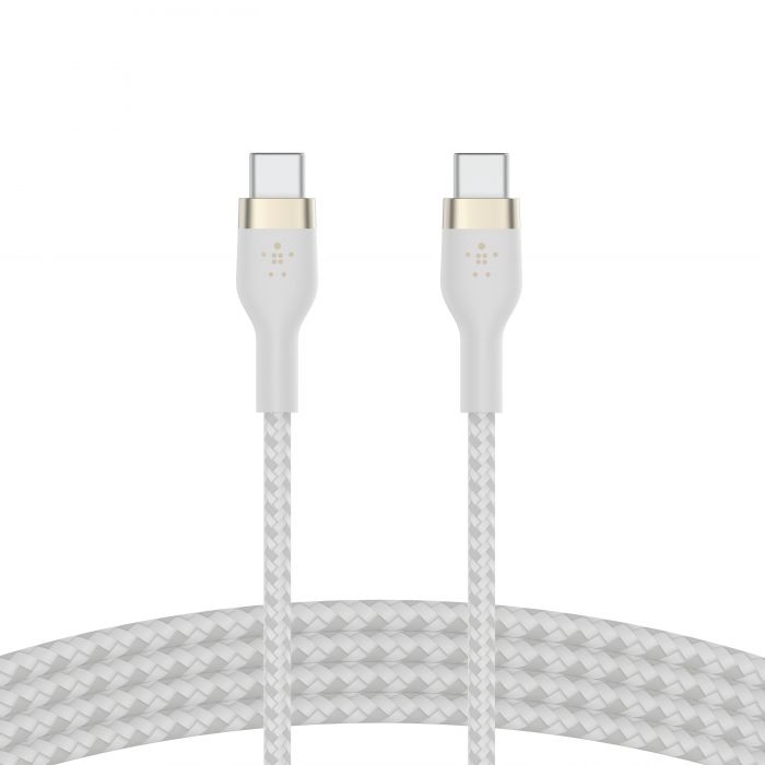 Кабель Belkin USB-С - USB-C плетений, силіконовий, з ремінцем на магніті, 1м, білий
