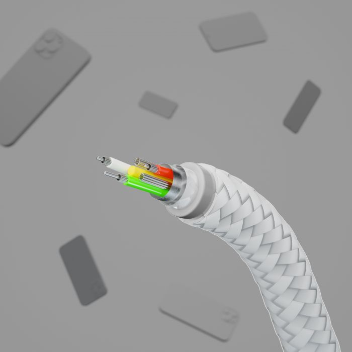 Кабель Belkin USB-С - USB-C плетений, силіконовий, з ремінцем на магніті, 1м, білий