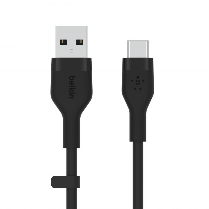 Кабель Belkin USB-A - USB-C силіконовий, з кліпсою, 2м, чорний