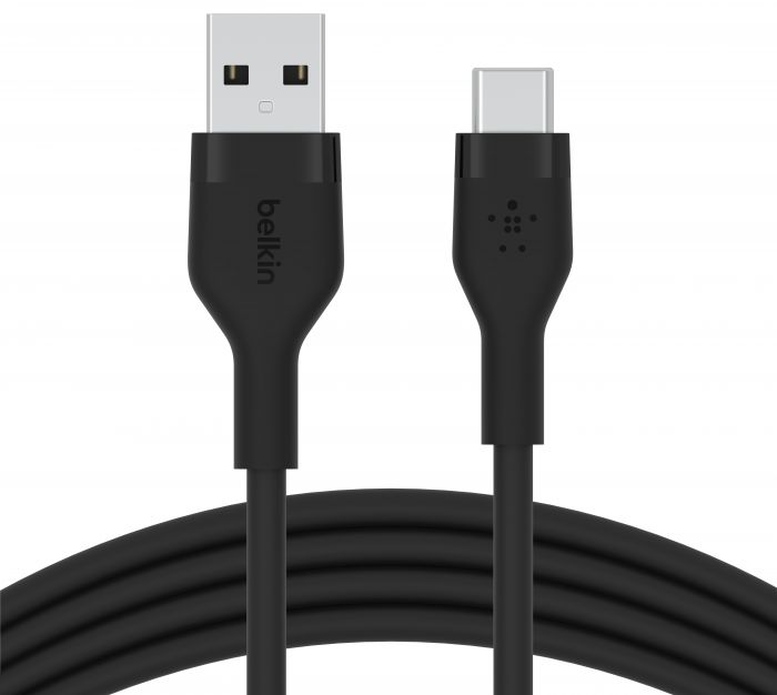 Кабель Belkin USB-A - USB-C силіконовий, з кліпсою, 2м, чорний