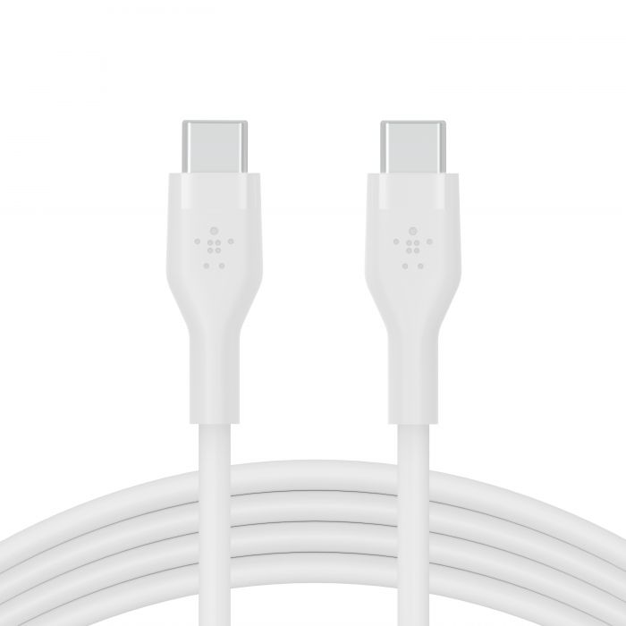 Кабель Belkin USB-С - USB-C силіконовий, з кліпсою, 1м, білий