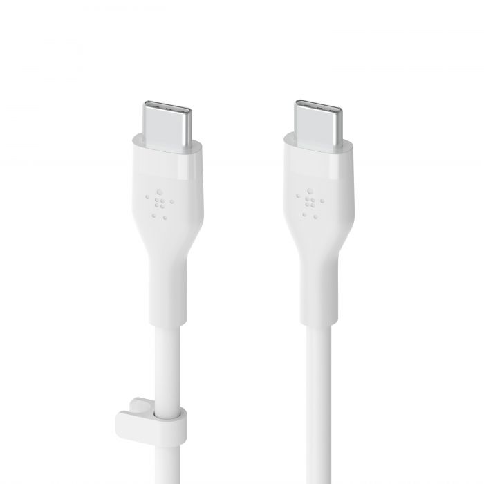 Кабель Belkin USB-С - USB-C силіконовий, з кліпсою, 1м, білий