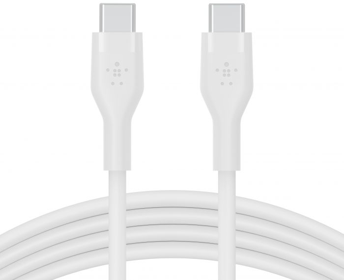 Кабель Belkin USB-С - USB-C силіконовий, з кліпсою, 1м, білий