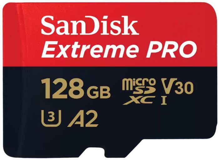 Карта пам'яті SanDisk microSD  128GB C10 UHS-I U3 R200/W90MB/s Extreme Pro V30 + SD
