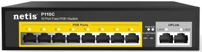 Комутатор Netis P110C 8xFE PoE, 2xFE, некерований