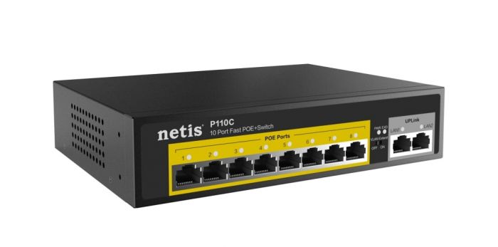 Комутатор Netis P110C 8xFE PoE, 2xFE, некерований