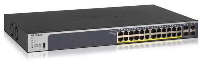 Комутатор NETGEAR GS728TPv2 24x1GE PoE+ (190Вт), 4xSFP, керований L2+