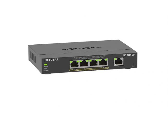 Комутатор NETGEAR GS305EP 4xGE PoE+(63Вт), 1xGE, керований