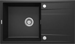 Мийка кухонна Deante Eridan, граніт, прямокутник, з крилом, 860х500х209мм, чаша - 1, накладна, металічний графіт