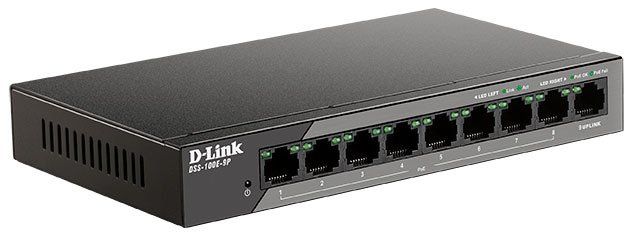 Комутатор D-Link DSS-100E-9P 8xFE PoE, 1xGE, 92W