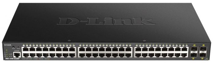 Комутатор D-Link DGS-1250-52XMP 48xGE PoE, 4xSFP+, 370W, Smart