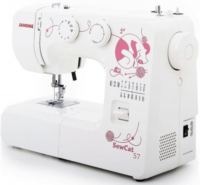 Швейна машина Janome Sew Cat 57, електромех., 15 швейних операцій, 60Вт, петля напівавтомат