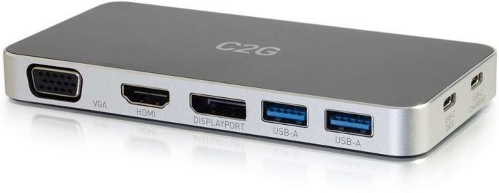 Док станція C2G USB-C на HDMI, DP, VGA, USB, Power Delivery до 60W