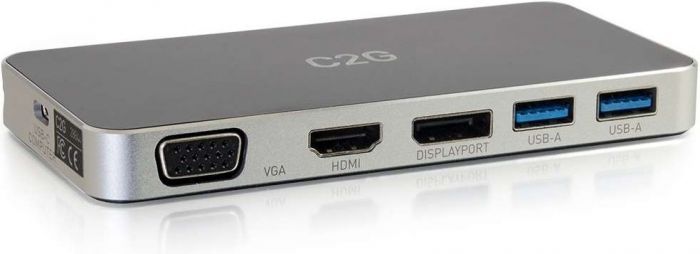 Док станція C2G USB-C на HDMI, DP, VGA, USB, Power Delivery до 60W