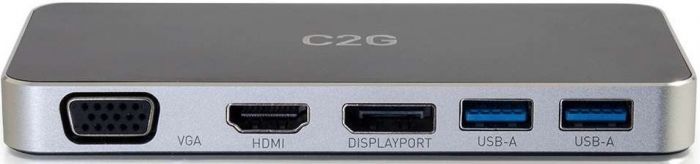 Док станція C2G USB-C на HDMI, DP, VGA, USB, Power Delivery до 60W