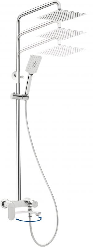 Душова система Deante Alpinia зі змішувачем для ванни, душ - 1 функц., кріпл. - на стійці, хром