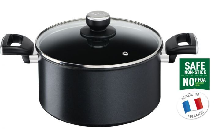 Каструля Tefal Unlimited, скляна кришка, 5,3 л, чорний, алюміній