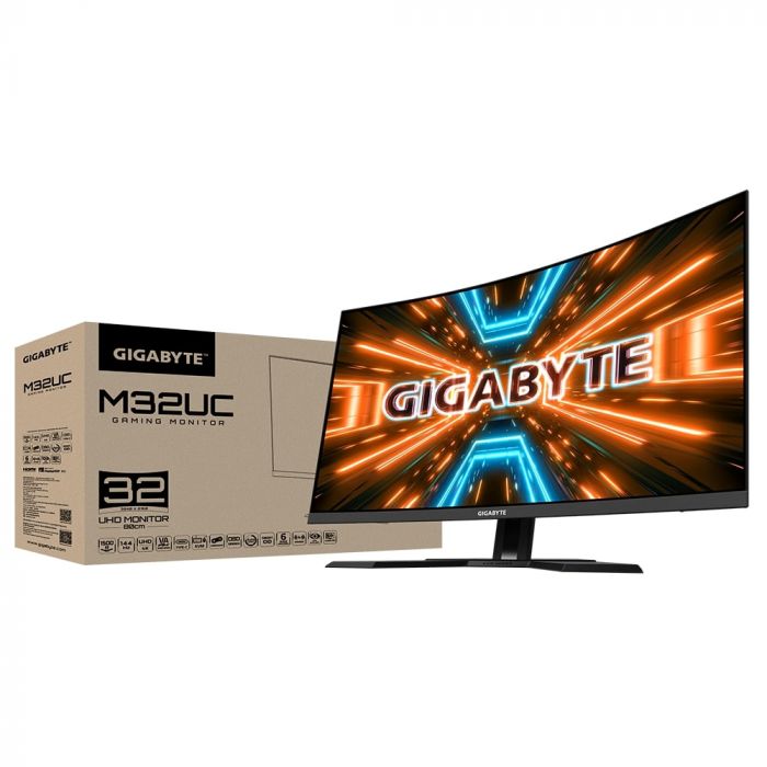 Монітор LCD GIGABYTE 31.5" M32UC, 2xHDMI, DP, USB-C, 3xUSB, MM, VA, 3840x2160, 144Hz, 1ms, 93%DCI-P3, CURVED, AdaptiveSync, HDR400