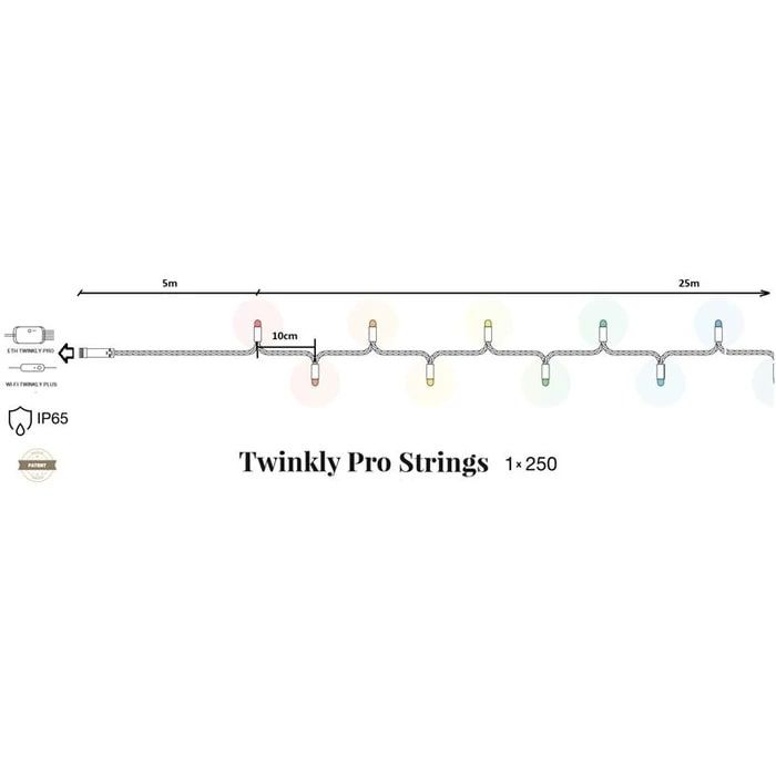 Smart LED Гірлянда Twinkly Pro Strings RGBW 250, одна лінія, IP65, AWG22 PVC, прозорий