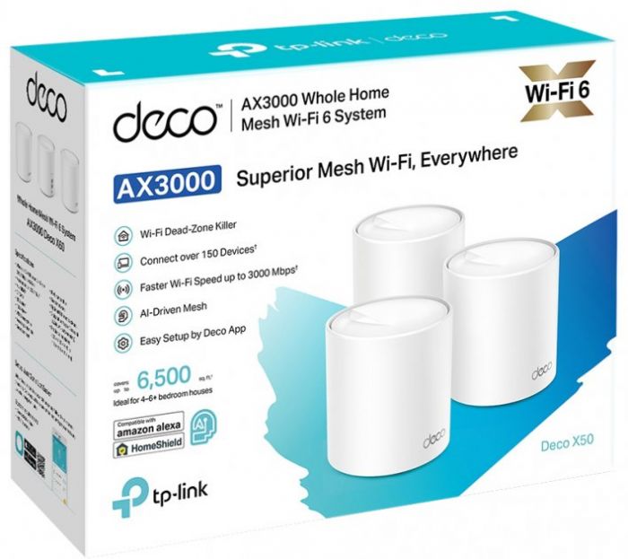 Маршрутизатор TP-LINK DECO X50 3PK AX3000 3xGE LANWAN MU-MIMO OFDMA