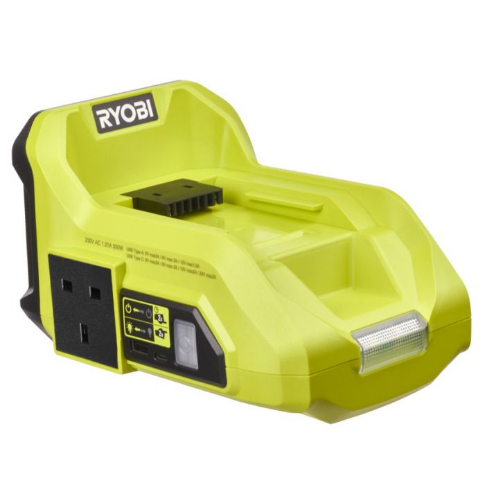 Інвертор напруги акумуляторний RYOBI RY36BI300A-0, MAX POWER 36В, 220В, 300Вт/500Вт пікова, (без АКБ та ЗУ)