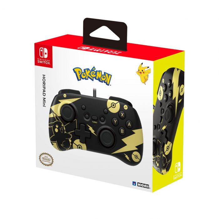 Геймпад проводной Horipad Mini (Pikachu) для Nintendo Switch, Black/Gold