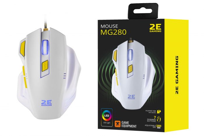 Миша 2E GAMING MG280 LED USB White