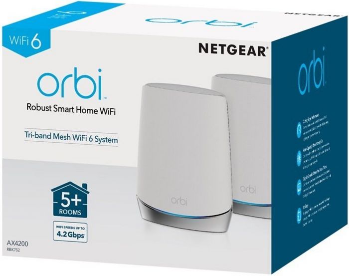 WiFi-система NETGEAR RBK752 AX4200 WiFi 6, MESH, 3xGE LAN, 1xGE WAN, біл. кол. (2шт.)