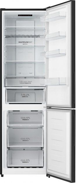 Холодильник Gorenje NRK620EABG4 з нижн. мороз. камерою,200х60х60см, 2 дв., Х- 238л, М- 98л, A++, NoFrost Plus, Fresh zone, дисплей,чорне скло