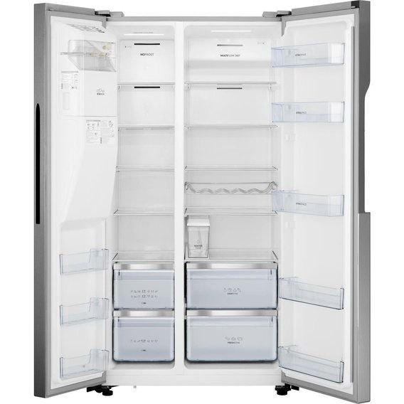 Холодильник SBS Gorenje  NRS9182VX, 179x68x91см, 2 дв., Х- 368л, М- 167л, A++, NF,  Інвертор, диспенсер, Дисплей, Сріблястий