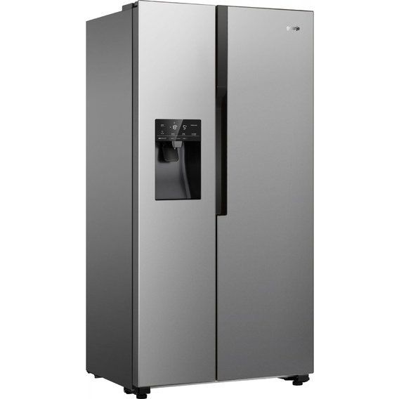 Холодильник SBS Gorenje  NRS9182VX, 179x68x91см, 2 дв., Х- 368л, М- 167л, A++, NF,  Інвертор, диспенсер, Дисплей, Сріблястий