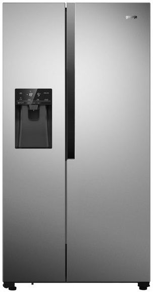 Холодильник SBS Gorenje  NRS9182VX, 179x68x91см, 2 дв., Х- 368л, М- 167л, A++, NF,  Інвертор, диспенсер, Дисплей, Сріблястий