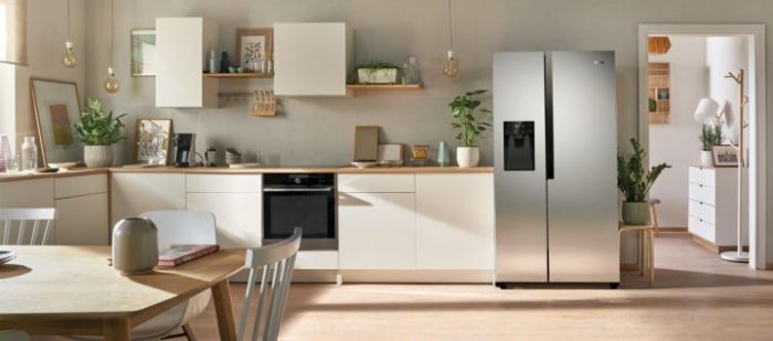 Холодильник SBS Gorenje  NRS9182VX, 179x68x91см, 2 дв., Х- 368л, М- 167л, A++, NF,  Інвертор, диспенсер, Дисплей, Сріблястий