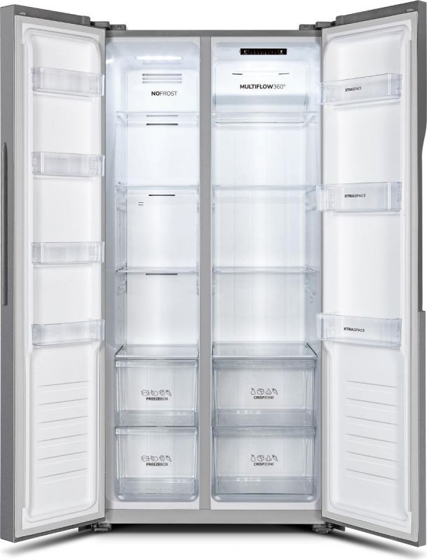 Холодильник SBS Gorenje NRS8182KX, 178x83x62см, 2 дв., Х- 364л, М- 164л, A++, NF,  Інвертор, Дисплей, Сірий