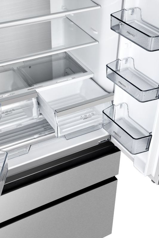 Холодильник SBS Gorenje NRM8181UX, франц.дверцята, 182x80x71см, 2 дв., Х- 299л, М- 122л, A+, NF,  Інвертор, Дисплей, Сірий