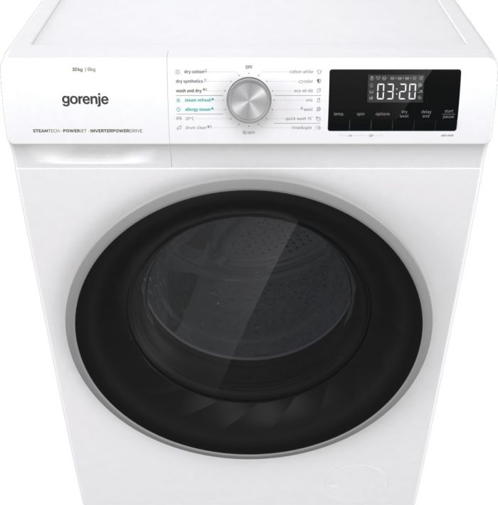 Прально-сушильна машина Gorenje фронтальна, 10(6)кг, 1400, A+, 66см, дисплей, інвертор, білий