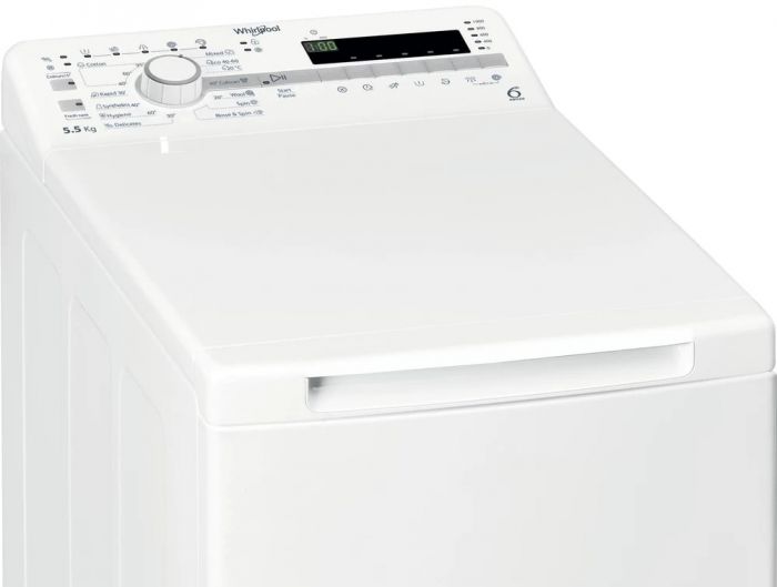 Пральна машина Whirlpool вертикальна, 5,5кг, 1000, A++, 60см, дисплей, білий