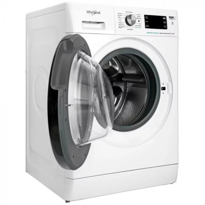 Пральна машина Whirlpool фронтальна, 8кг, 1200, A+++, 60см, дисплей, пара, інвертор, люк чорний, білий