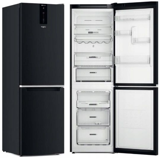 Холодильник Whirlpool з нижн. мороз., 191x60х68, холод.відд.-231л, мороз.відд.-104л, 2дв., А++, NF, інв., дисплей, зона нульова, чорний