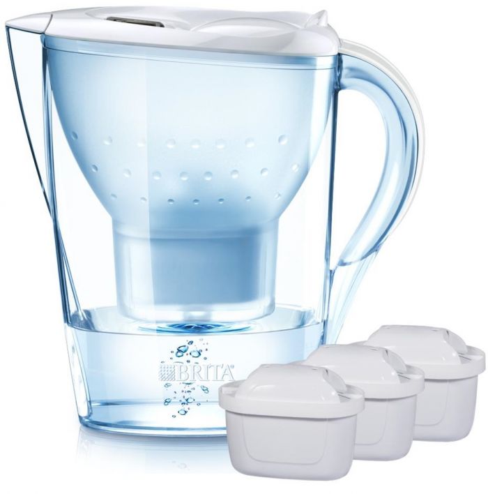 Фільтр-глечик Brita Marella Memo + 3 картриджа 2.4 л (1.4 л очищеної води), білий