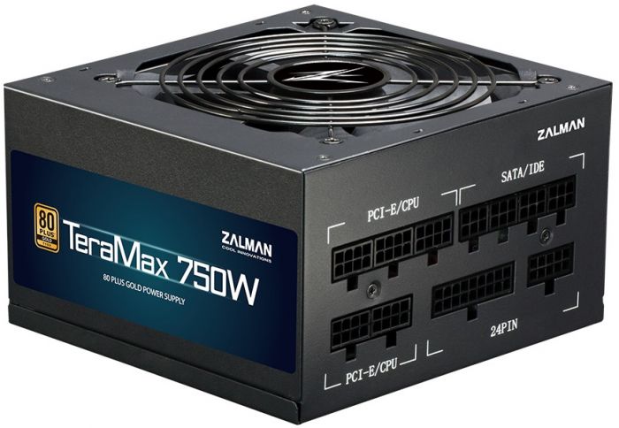 Блок живлення Zalman TERAMAX  (750W) >90%, 80+ Gold, 120mm, 1xMB 24pin(20+4)+10pin, 2xCPU 8pin(4+4), 3xMolex, 8xSATA, 4xPCIe 8pin(6+2), Fully Modular