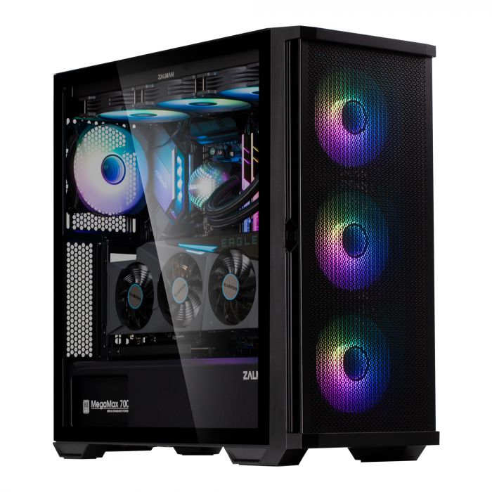 Корпус Zalman Z10 Duo BLACK, MidT, 2xUSB3.0, 1 x USB Type-C, 3x140мм ARGB,1x120мм ARGB, скло (бічна панель), без БЖ, чорний