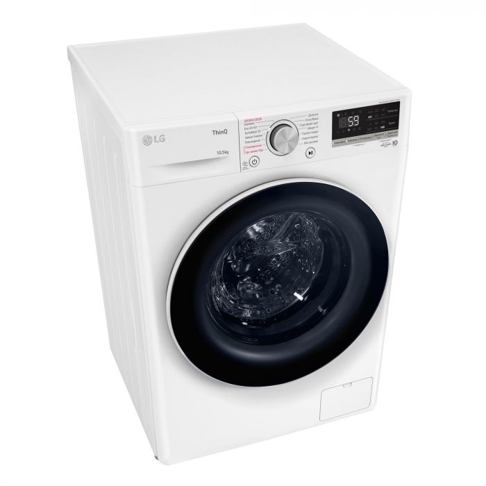 Пральна машина LG фронтальна, 10,5кг, 1400, A+++, 57см, дисплей, пара, інвертор, білий