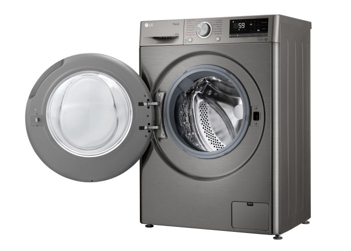 Пральна машина LG фронтальна, 8,5кг, 1200, A+++, 48см, дисплей, пара, інвертор, cріблястий